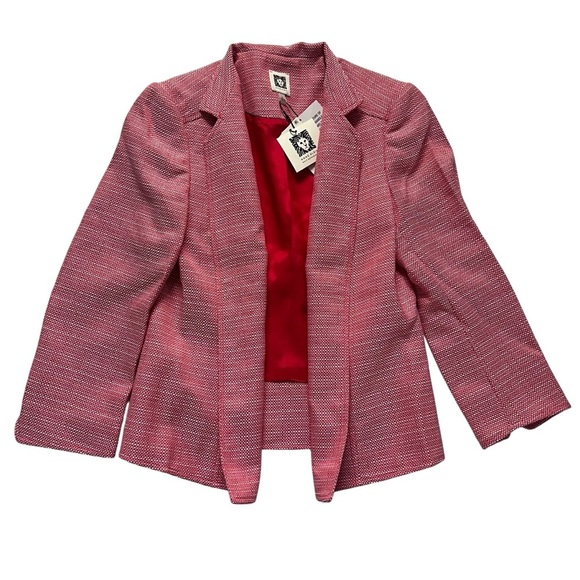 Anne Klein Red Textured Open Front Blazer Jacket | Size 4 | NWT - Picture 1 of 5